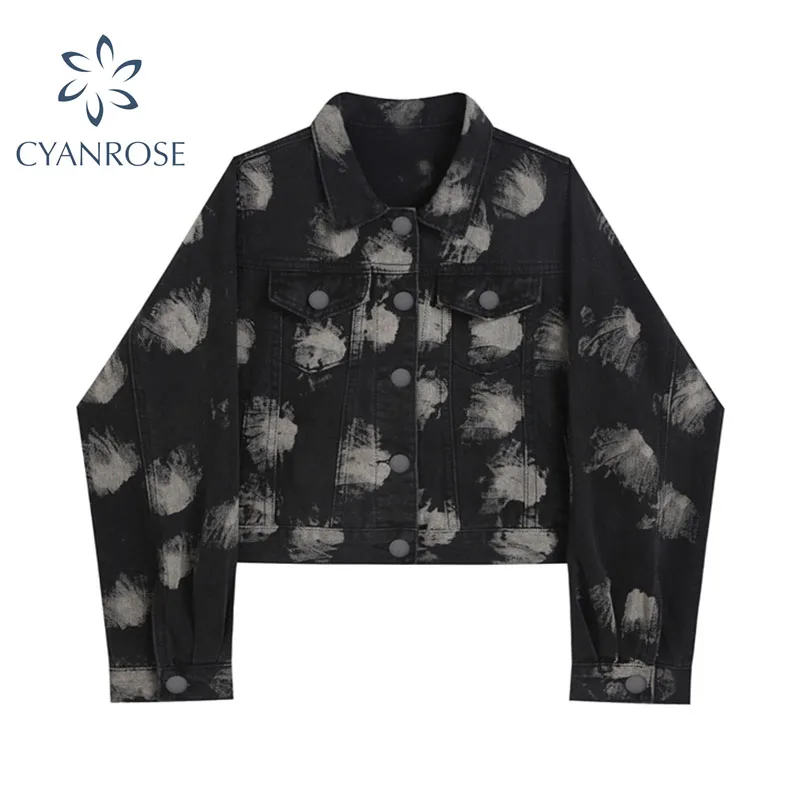 Женское черное джинсовое пальто осень 2021 Женская Повседневная маленькая