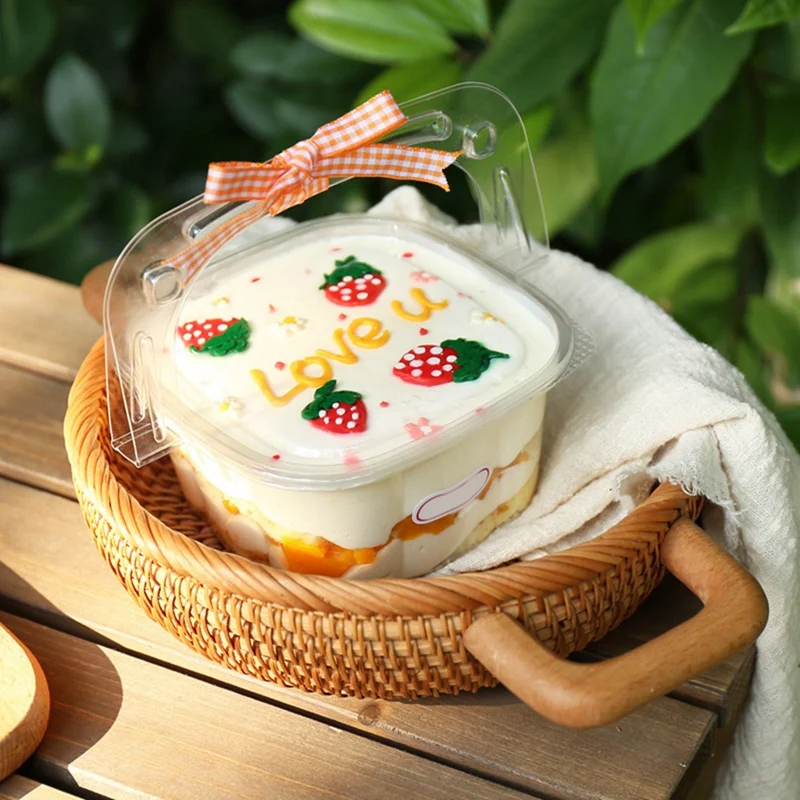 Прозрачная коробка для десертов с ручкой прозрачная пластиковая корзина кексов