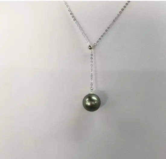 

9-10mm Natural Black Tahitian Pearl Pendant S925 silver Pendant Necklace christmas gifts for women good