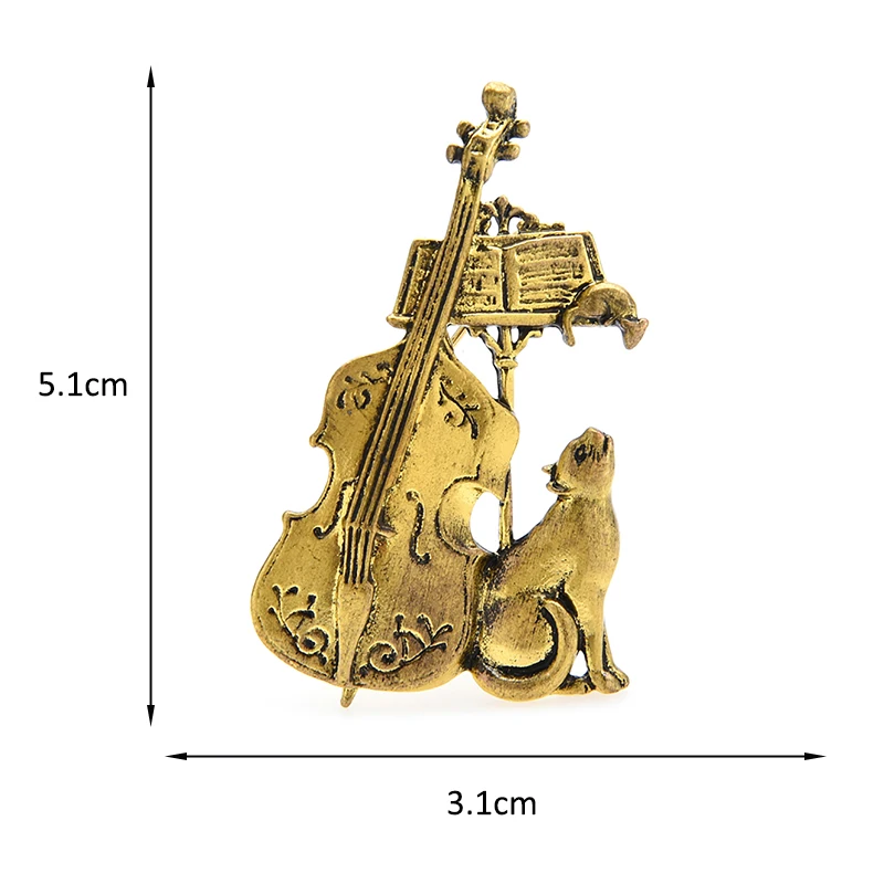 Wuli&ampbaby Винтажный брошь с котом-скрипкой Виолончель для женщин и мужчин, романтическая гитара и животные, повседневная брошь-зажим для подарков на вечеринке.