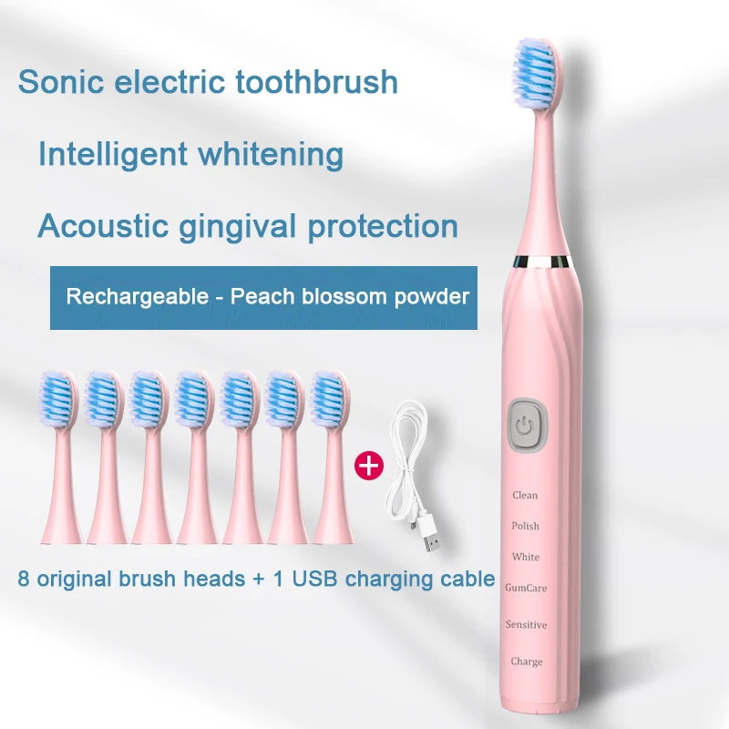 

Новинка, звуковые электрические зубные щетки, умный таймер, отбеливающая зубная щетка IPX7, водонепроницаемая сменная версия батарейки AA
