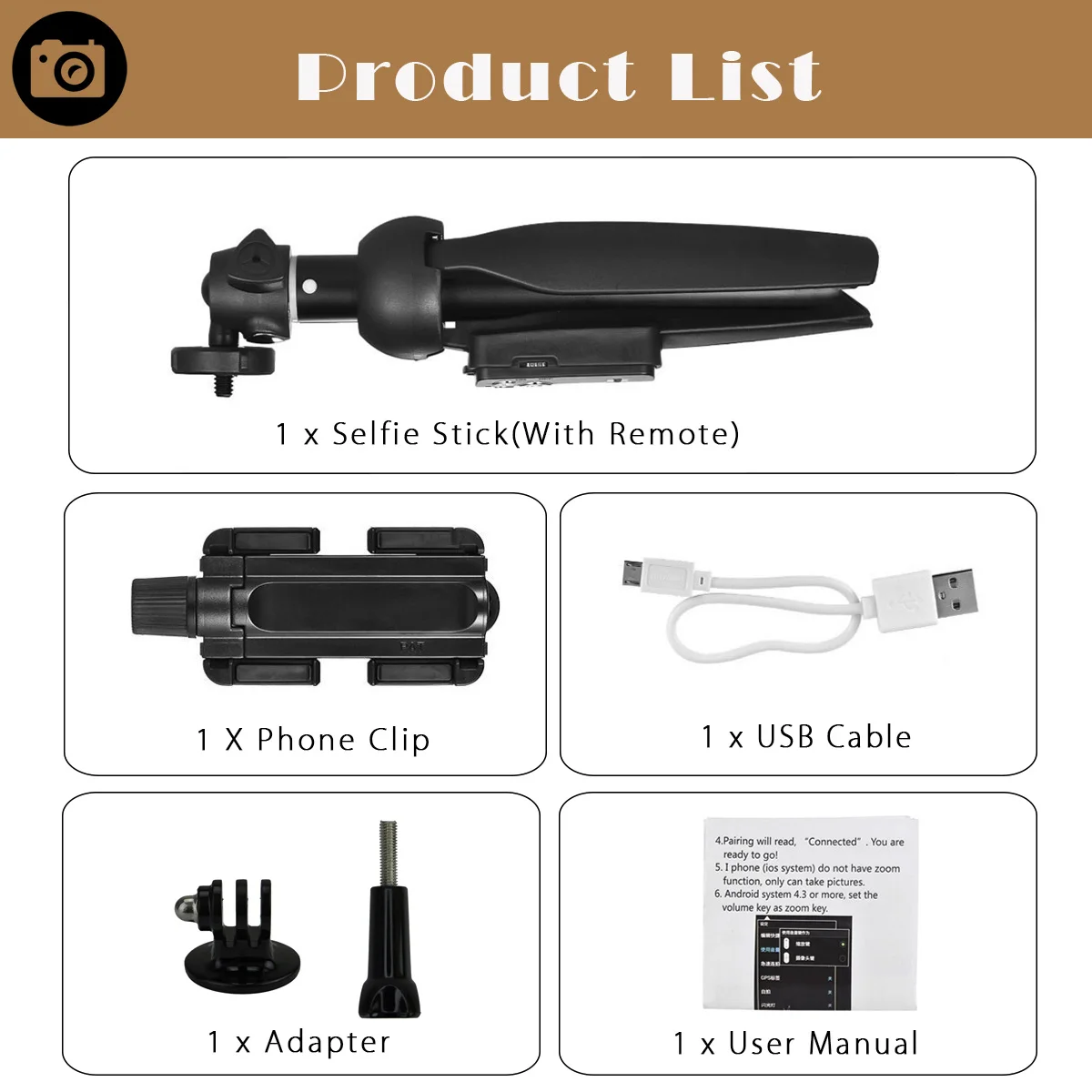 

100cm/40" Universal Wireless bluetooth Selfie Stick Tripod Monopod for Gopro for iPhone Android Smartphone SLR Sport Camera