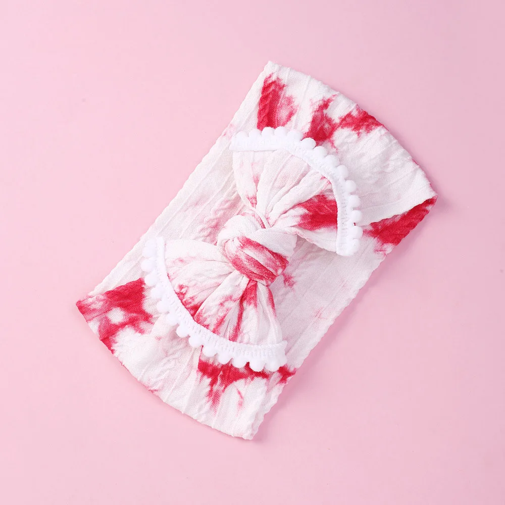 

23-color Tie-dye Children's Headband Thickened Nylon Elastic Hairband Hair Ball Bowknot Baby Headdress