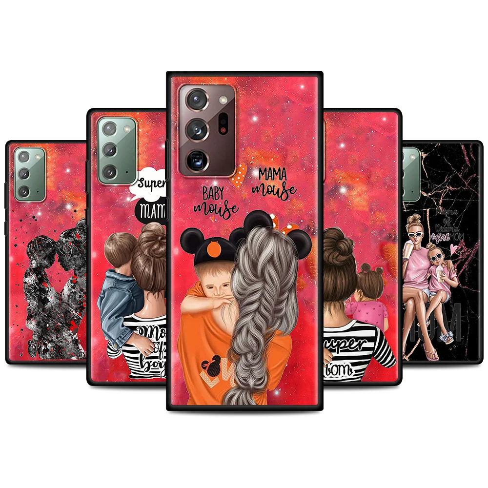 

Silicone Case For Samsung Note 20 Ultra 10 9 8 Black Soft Cover A7 A9 2018 M51 M31 M21 M11 M01 Couqe Capa Super Mom Baby Woman