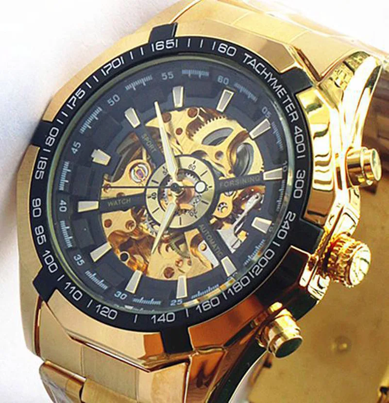 Новые водонепроницаемые модные мужские часы из нержавеющей стали золотой чехол