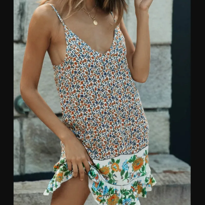 Женские повседневные платья в стиле бохо с цветочным принтом и оборками без