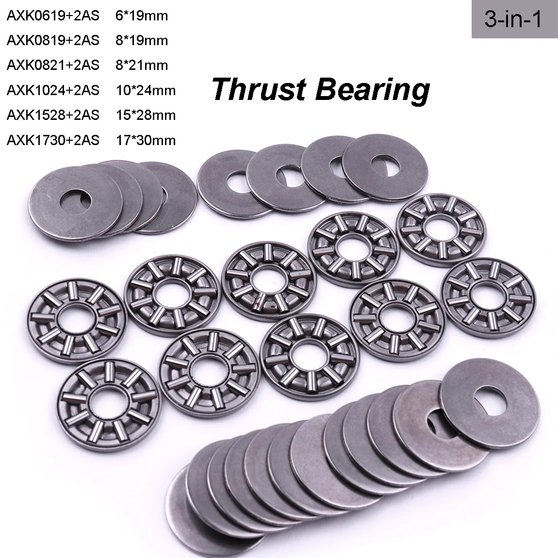 10 Sets 3-in-1 AXK0619- AXK1730+2AS Thrust Needle Flat Roller Bearings With Two Washers Thrust Bearings Thrust Ball Bearing