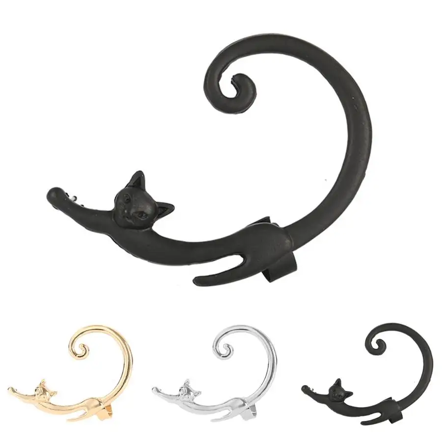 Женские серьги клипсы унисекс без пирсинга большие каффы с перьями бижутерия