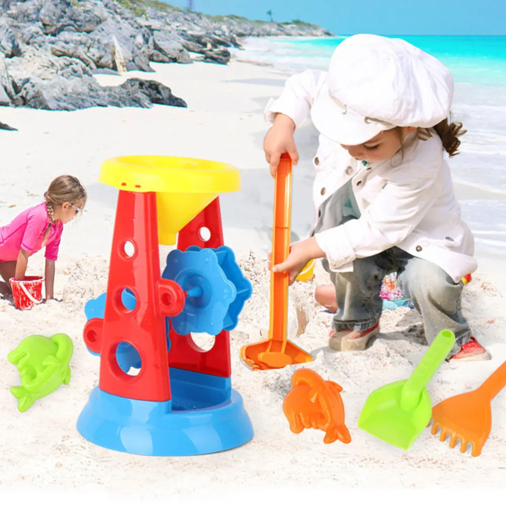 

5PCS Beach Toys Set Sand Bucket Shovel Sand Clock for Beach Kids Playing Outdoor