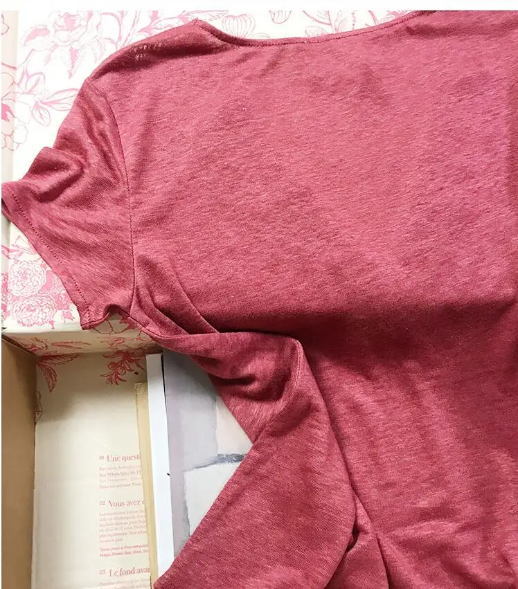 

Summer 2020 Women's V-neck Crochet Hollow T-shirt