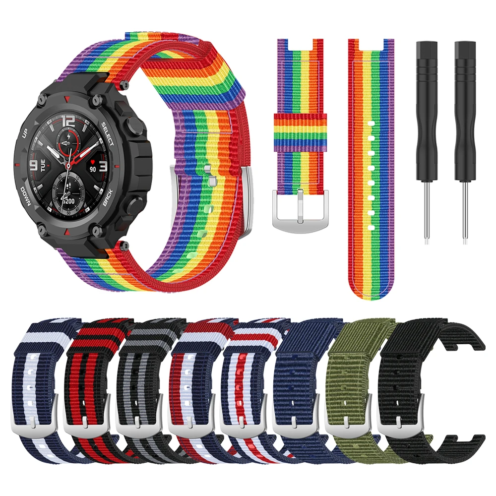 

Woven canvas band for Huami Amazfit T REX Smartwatch Strap Watchband for Amazfit T-Rex TRex Watch Wristband Bracelet