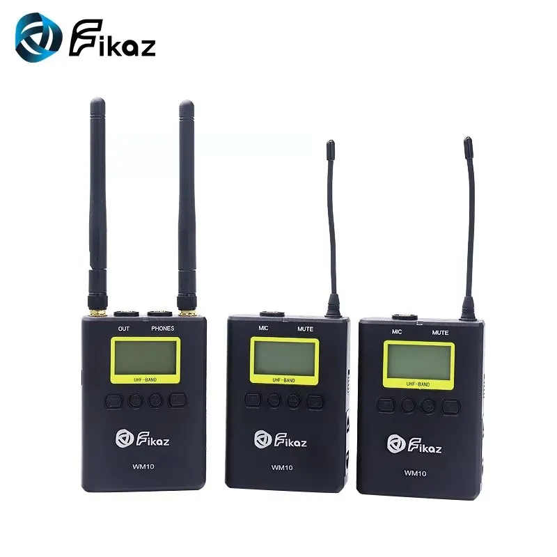 Беспроводной петличный микрофон Fikaz UHF 100 м 2 передатчика + 1 двойной приемник для