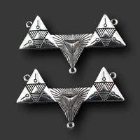 6pcs silver plated triangle combination connector retro necklace bracelet metal accessories diy charms for jewelry carfts making