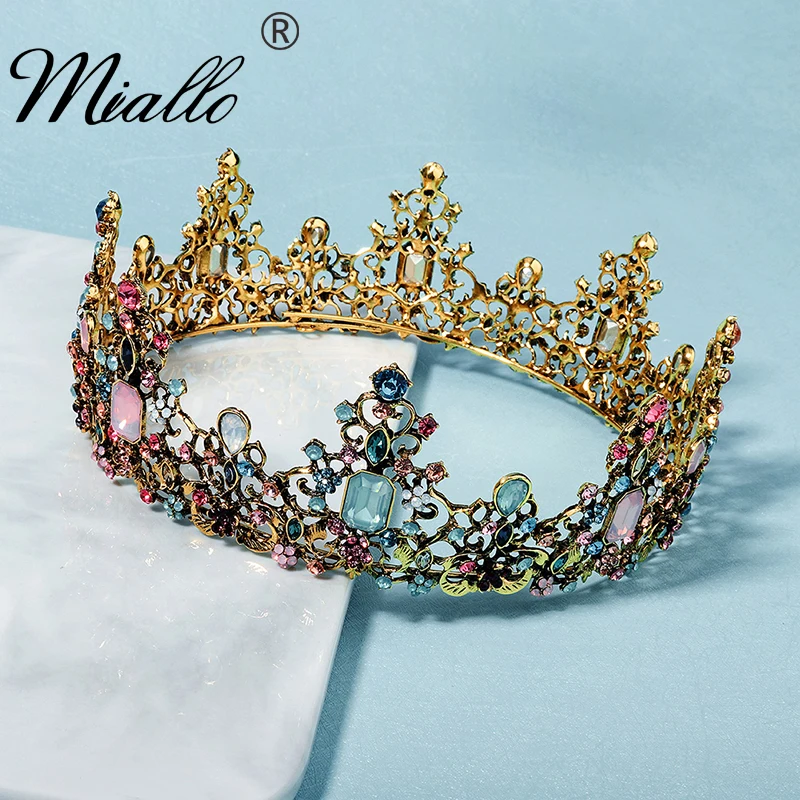 

Miallo хрустальные тиары и короны для женщин, горный хрусталь, Древний золотой цвет, цветок, корона, украшения для волос, вечеринка, выпускной, г...