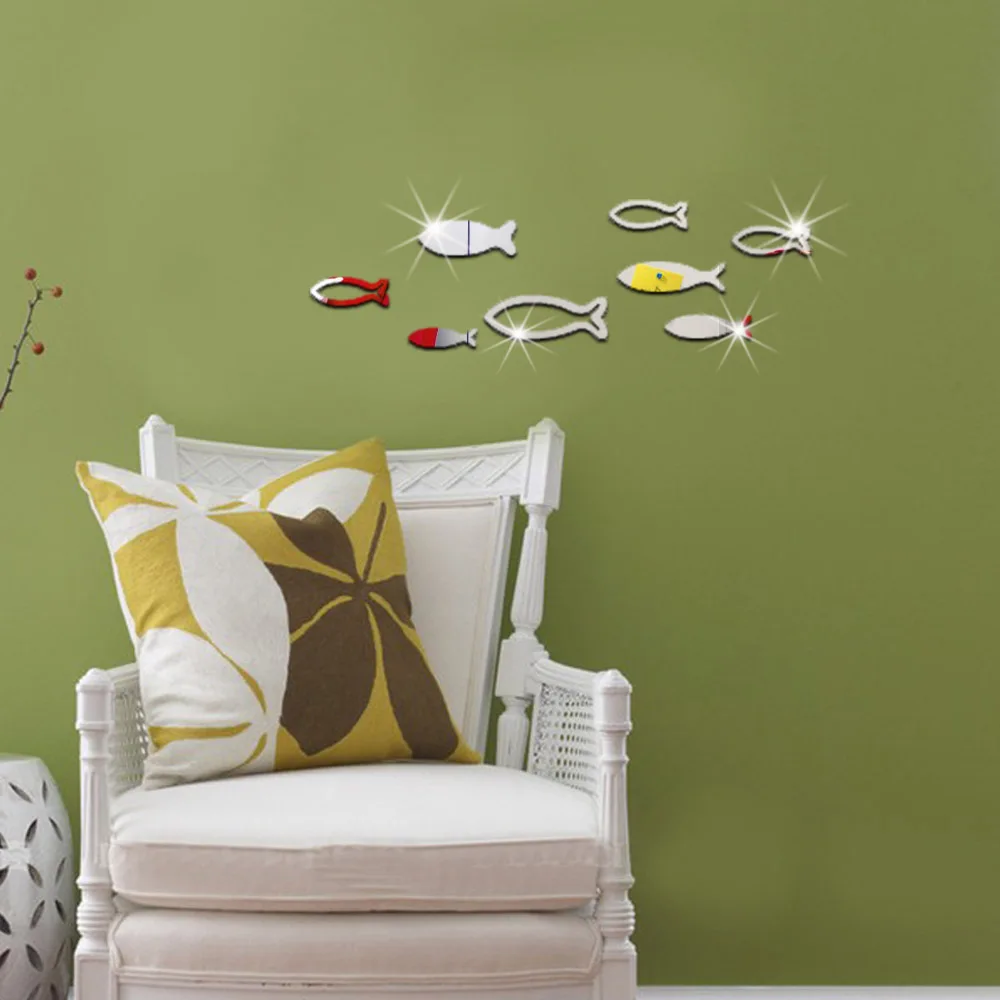 Один пакет Funlife Подводное зеркало в форме рыбы стикер для ванной гостиной спальни