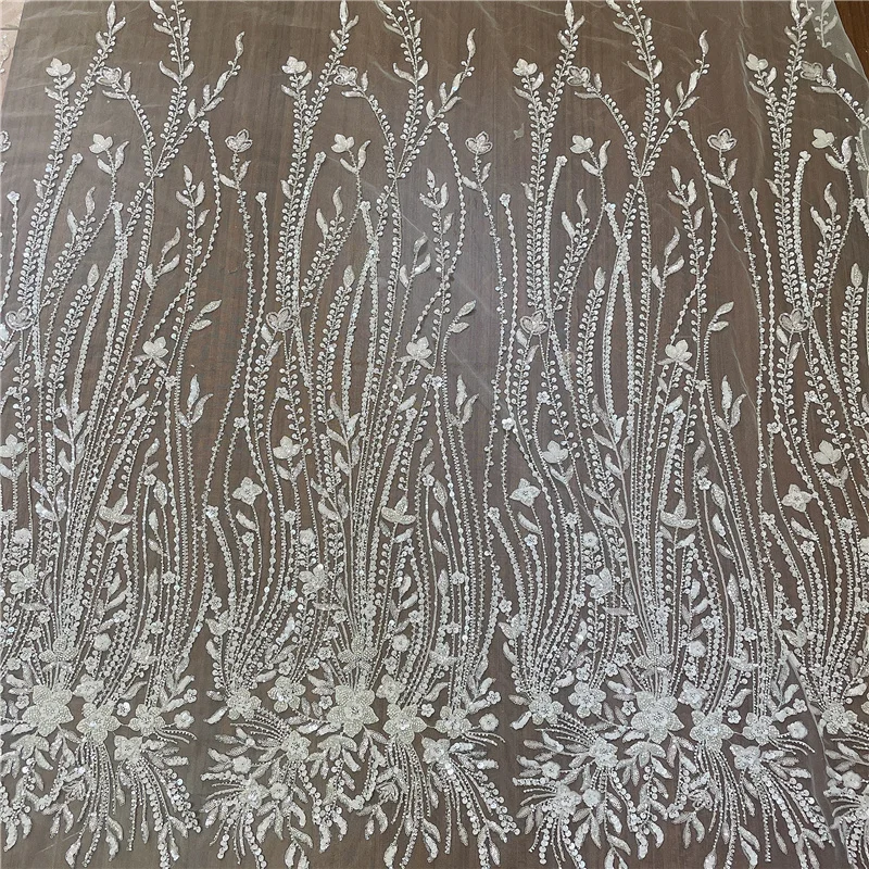 2021 New White Super Luxury Wedding Dress Gown Lace Fabric Heavy Bead Embroidery Mesh | Дом и сад