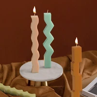 creative wavy strip candle silicone mold diy geometric columnar candle making soap resin mold christmas gifts home decor
