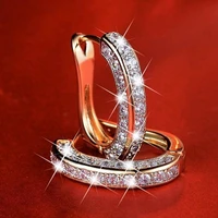 stylish u shaped fit female earrings for gift luxury austria crystal wedding jewelry stud earrings for women