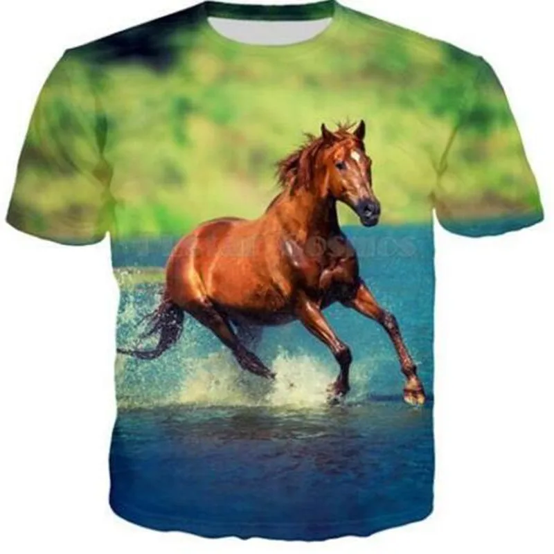 Sondirane New Fashion 3D Print Animal Horse T Shirts Women/Men Short Sleeve Tshirt Summer Funny Tee Shirt Breathable Tops 7XL | Мужская
