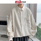 Рубашка LAPPSTER Мужская Фланелевая с длинным рукавом, винтажная одежда в стиле Харадзюку, корейский стиль, большие размеры 2XL, 2022