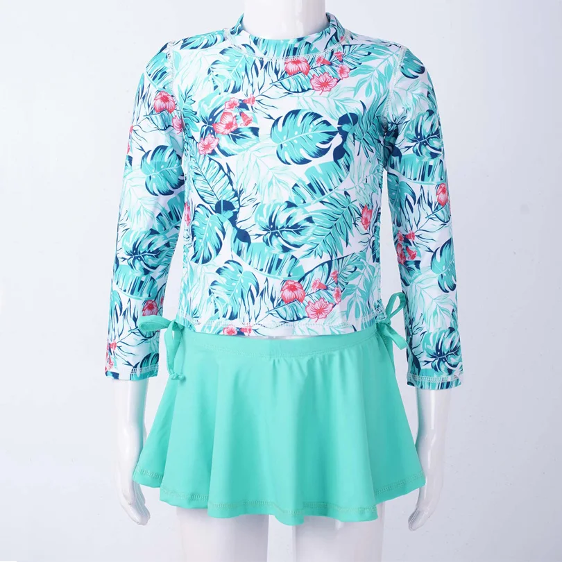 Купальник для девочек летний купальник с длинным рукавом защита от солнца От 4 до