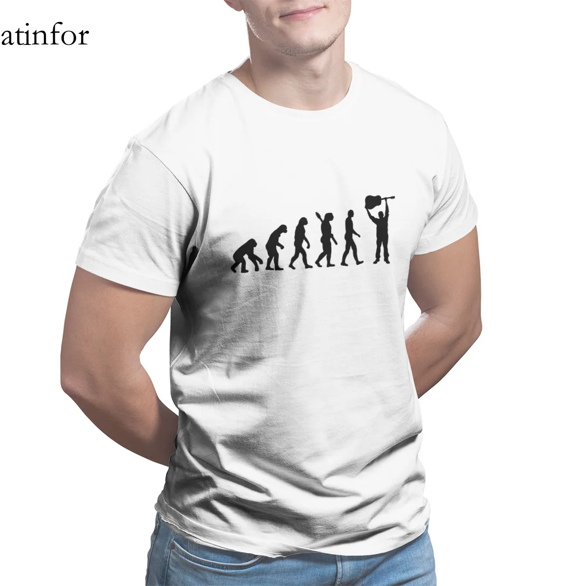 Футболка с изображением гитары эволюции под заказ винтажная аниме 4XL 5XL 6XL Ретро