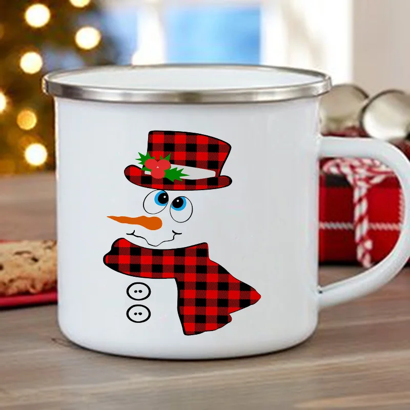 Креативные рождественские чашки с изображением снеговика эмалированные для