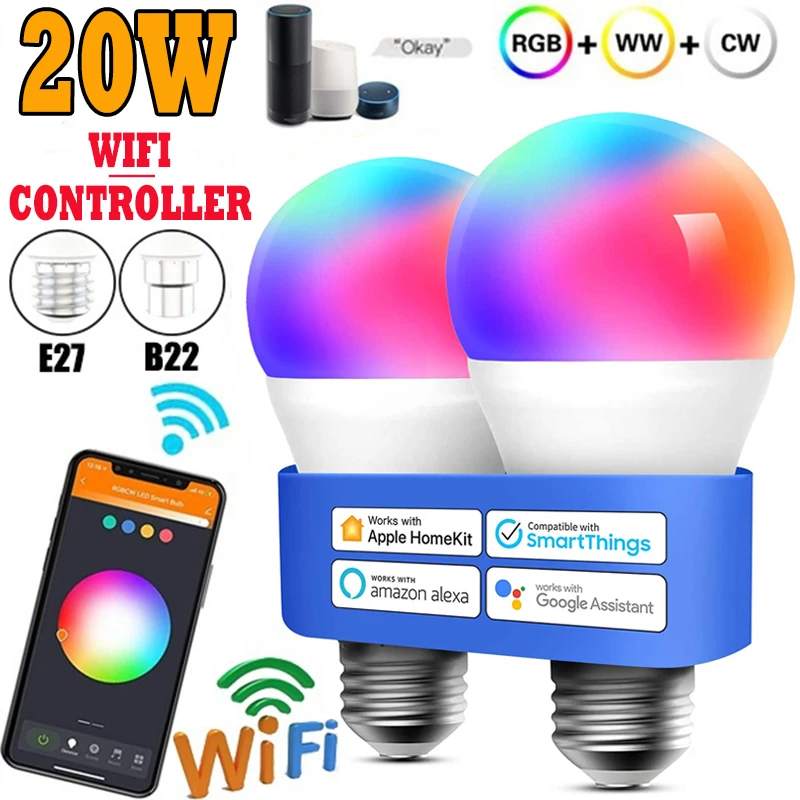 Умные приглушаемые светодиодные лампочки волшебная RGB лампа AC85-265V Wi-Fi или