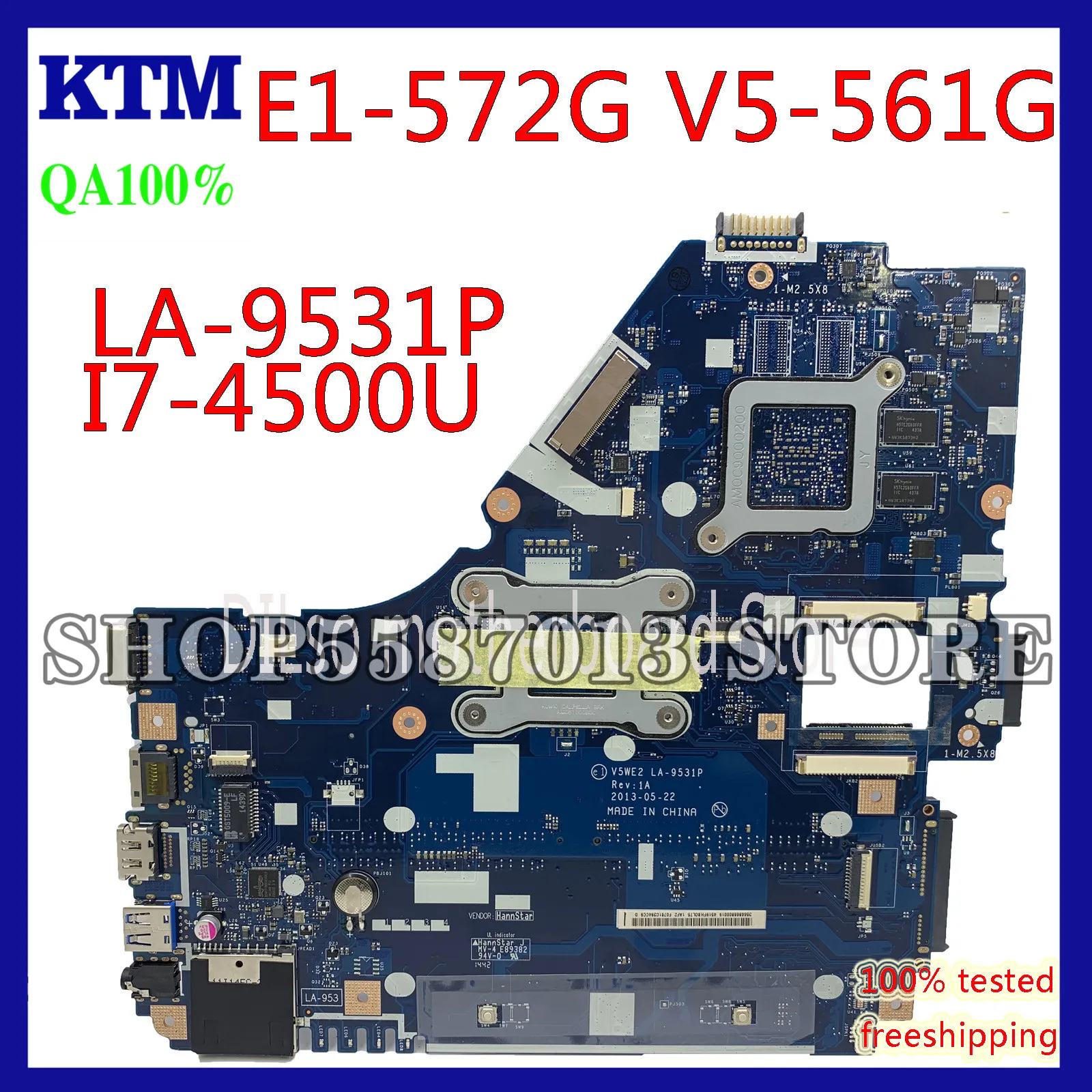 

KEFU V5WE2 LA-9531P Mainboard For Acer E1-572G E1-572 V5-561G Motherboard LA-9531P I7-4500 CPU HD 8750M Test work 100% original