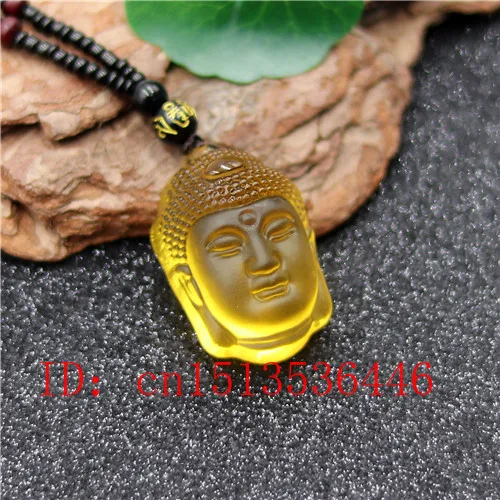 Natural Yellow White Crystal Buddha Head Pendant Beads Necklace Charm Jewellery Fashion Hand-Carved Luck Amulet Gifts | Украшения и