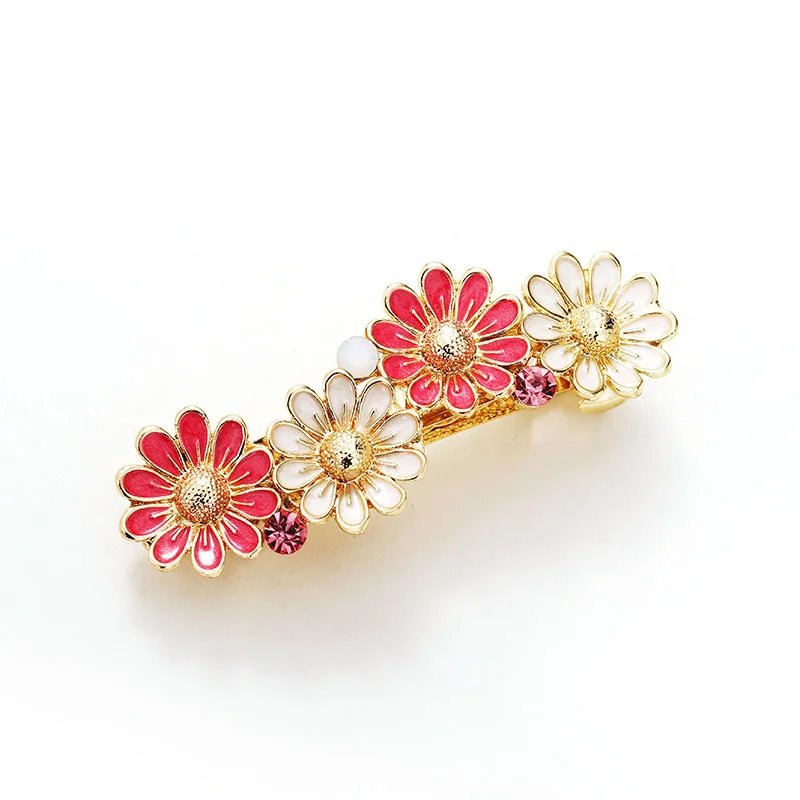 Morkopela Daisy Enamel Hair Clip Accessories Vinage Summer Style Pin Rhinestone For Women | Украшения и аксессуары
