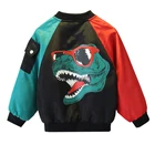 Ветровка с принтом динозавров для мальчиков, модный детский тренчкот, осенняя куртка на молнии для подростков, верхняя одежда, весна-осень