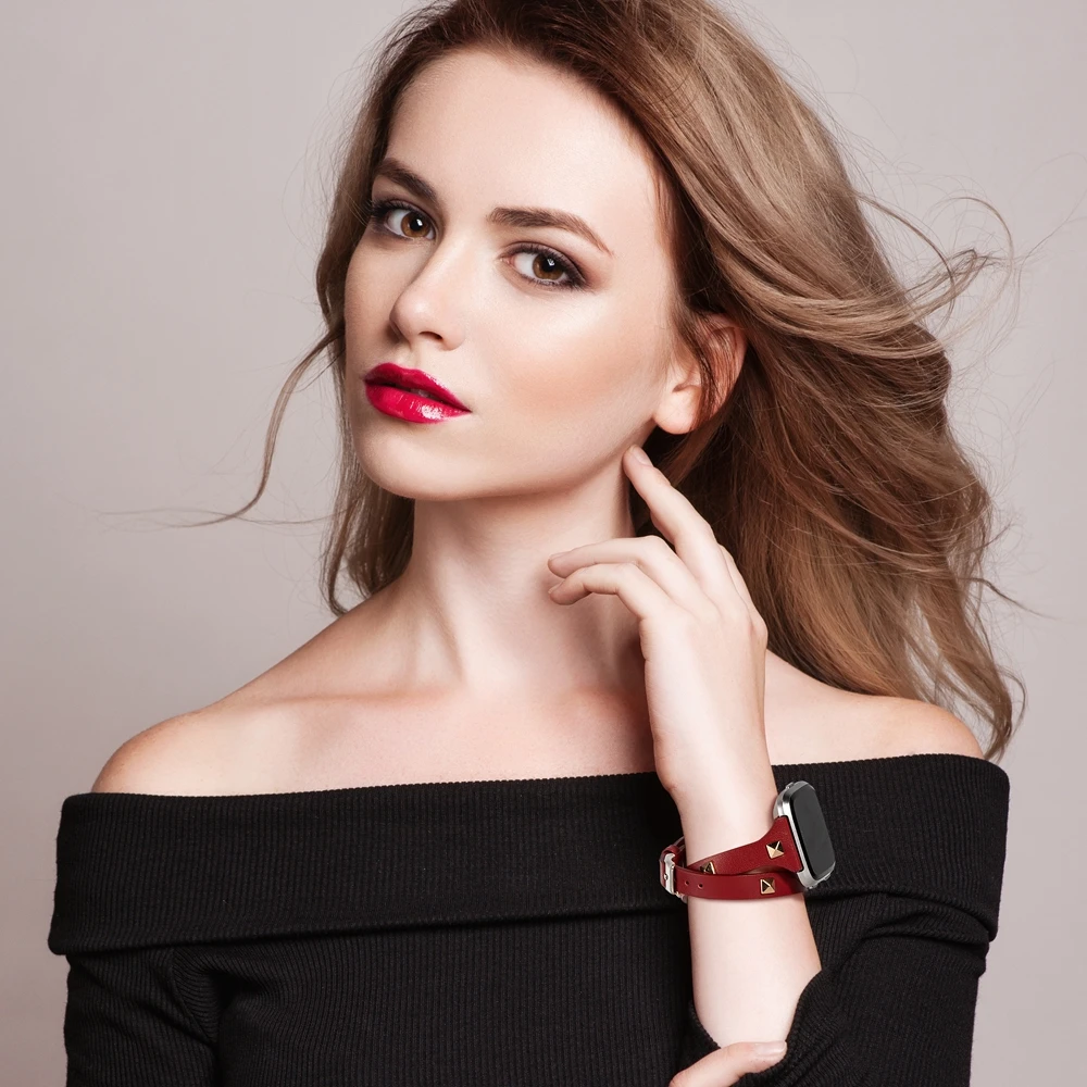 Wearlizer двойной ремешок для Fitbit Versa 2 ремень из мягкой натуральной кожи обертывания