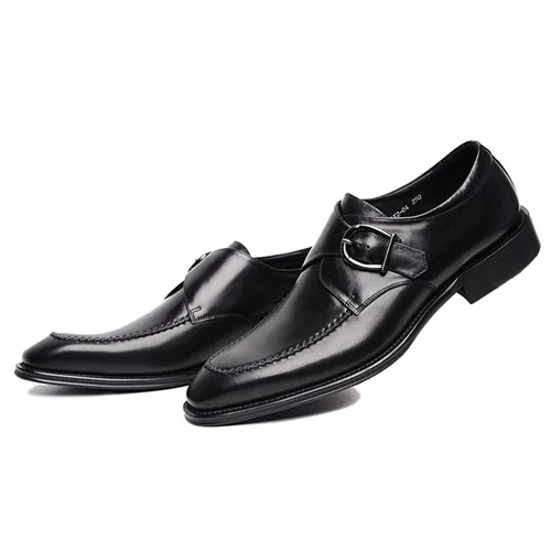 

Vintage Genuine Leather Men's Monk Strap Oxfords Square Toe Man Wedding Party Flats Handmade Formal Dress Office Shoes