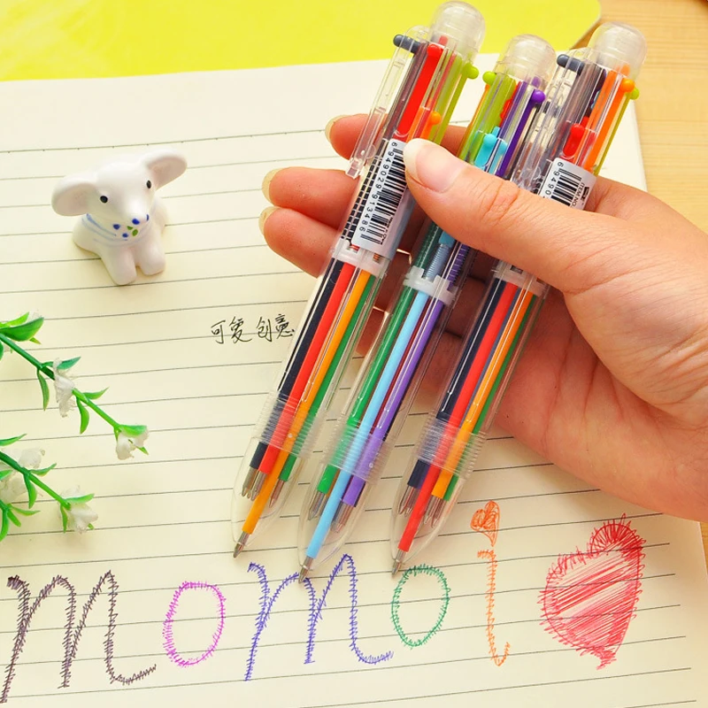 

Multicolor Ballpoint Pen Stationery Press 6 Color Oil Pen for Office School Students Ballpoint Pen Office Supplies Pens Gift