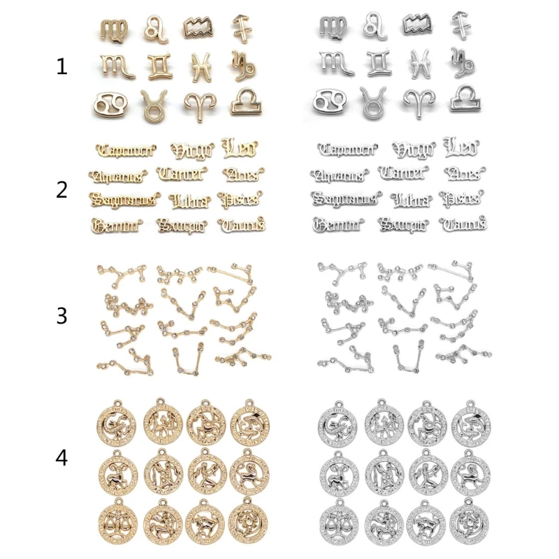 

12Pcs Zodiac Sign 12 Constellation Pendant Mixed Round Lucky Charms for DIY Bracelets Necklaces Earrings Jewelry Making