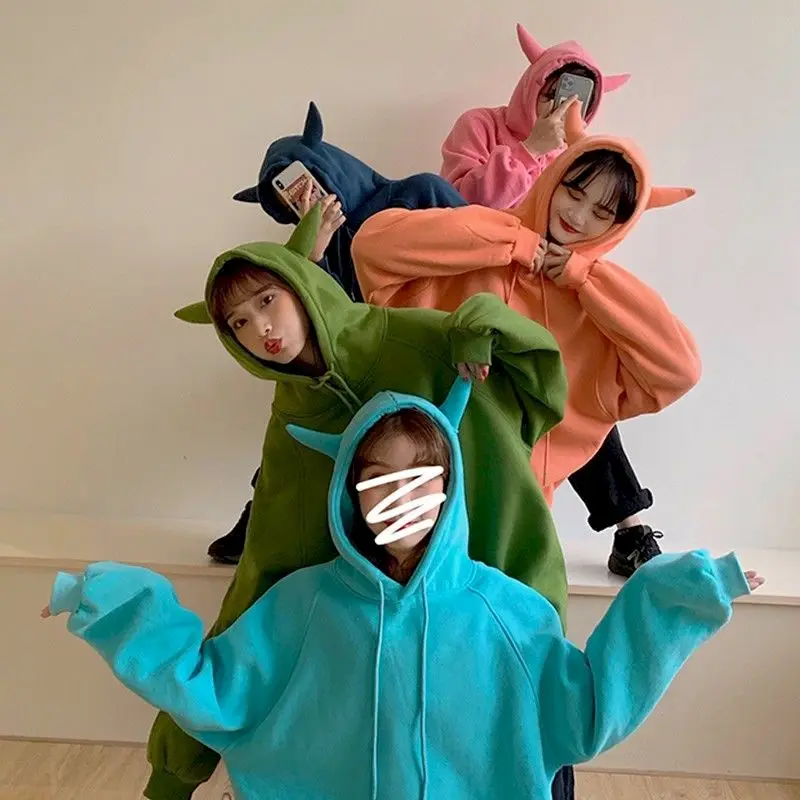 

Свитшот, новинка осень-зима 2020, корейский Свободный бархатный свитер с капюшоном, женская очень популярная куртка для девушки в ленивом сти...