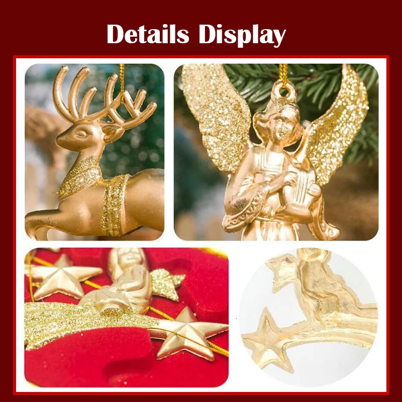 Новые рождественские украшения 2019 золотой порошок Navidad Ангел Кулон акриловая