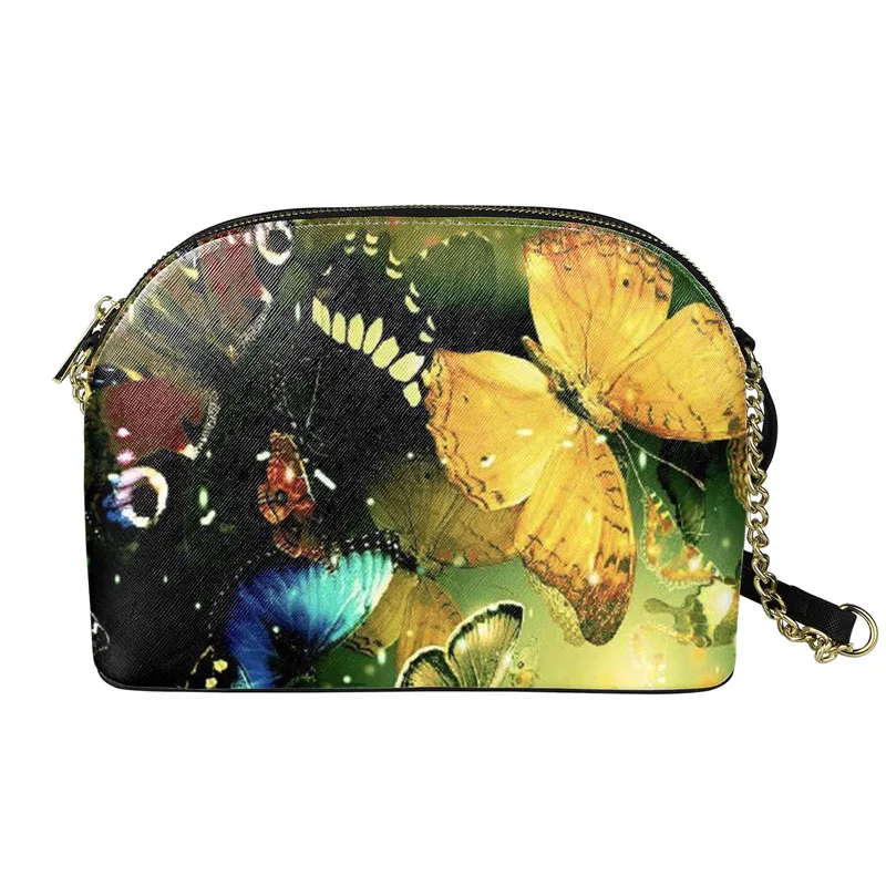 

WHEREISART 3D Beauty Butterfly Print Women Shell Bags PU Leather Travel Messenger Bag for Teen Girls Casual Shoulder Bag Travel