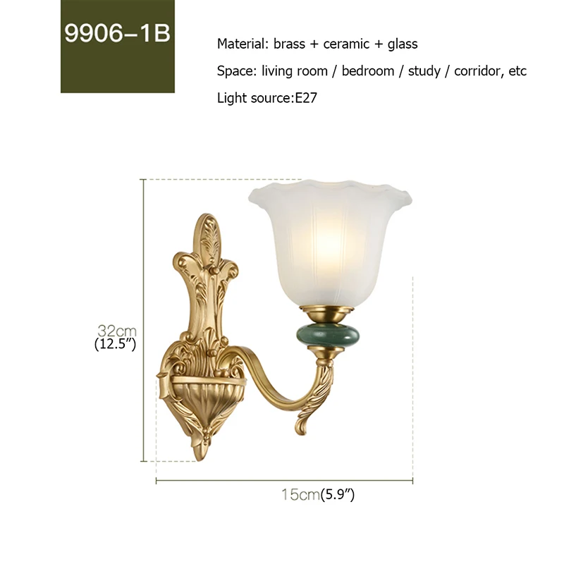 

BRIGHT Copper SconceWallLamp Contemporary Luxury Design Ceramic Light Indoor For Home Bedroom Corridor