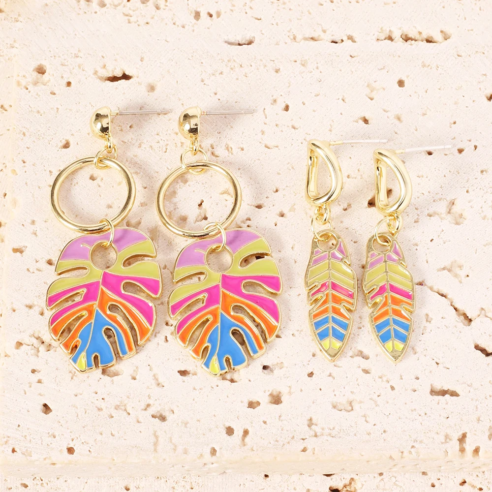 

Женские серьги-подвески Monstera с золотым покрытием, 10 дюймов