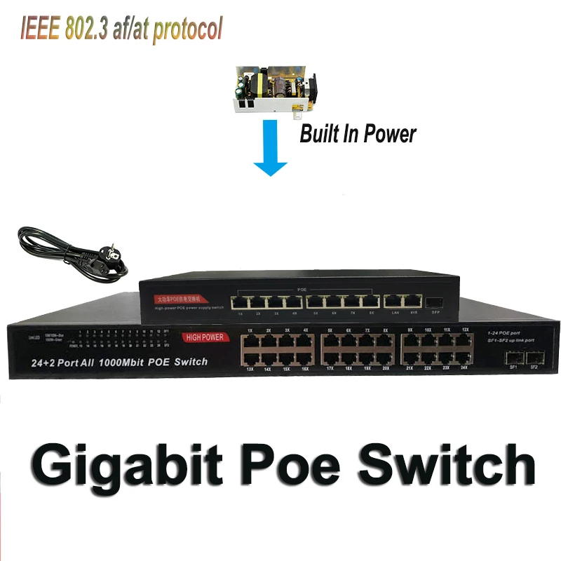 Коммутатор POE 52 В 24 порта Ieee802.3af/at|Сетевые коммутаторы| |