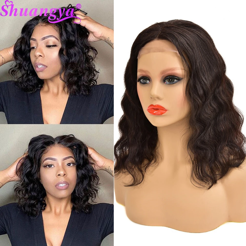 

Short Bob Wig Human Hair Loose Deep Lace Closure Wig 4x4 Peruvian Remy Human Hair Lace Wigs 180 Density for Black Women