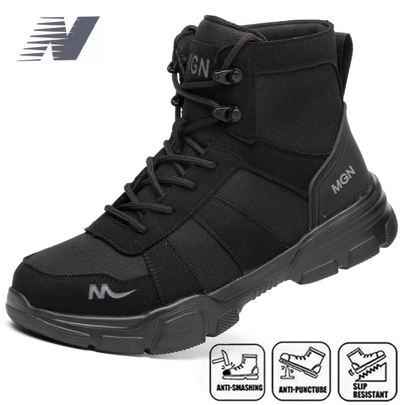 

Высокие рабочие защитные ботинки, дышащие, легкие, надежные, прочные, Промышленные строительные ботинки, походные ботинки со стальным носко...