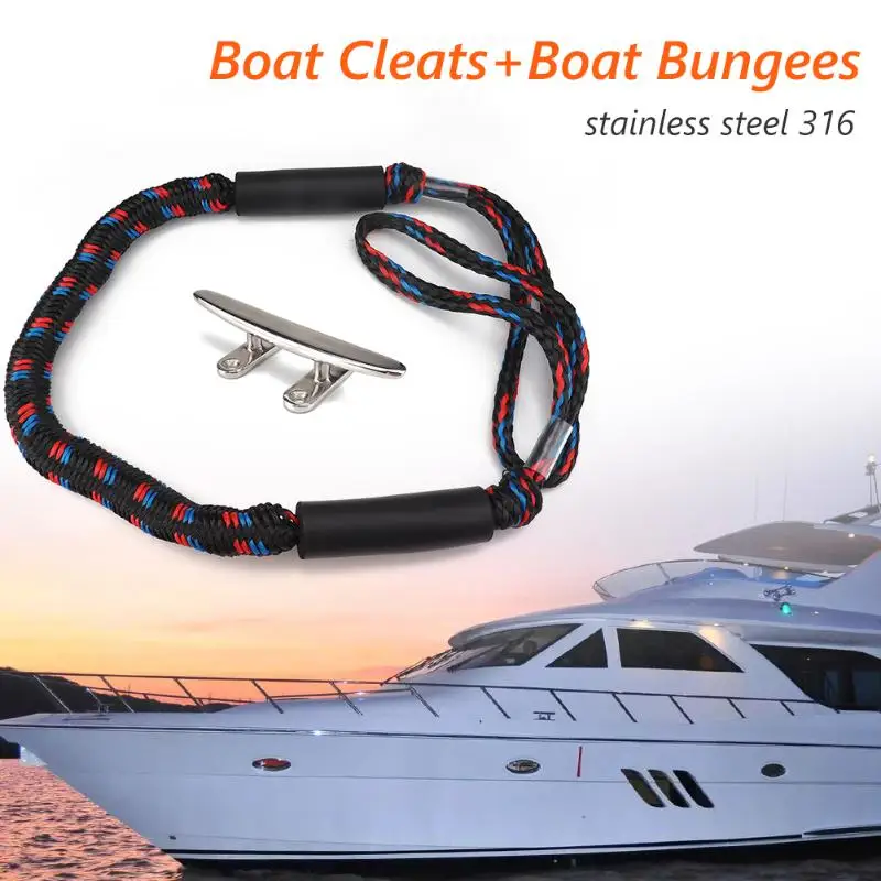 

4/5/6 inch Marine Yacht Cleats Boat Deck Mooring Cleats with 4ft Bungee Dock Line Docking Rope Boat Parts Accessories
