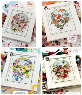 

Набор для вышивки крестиком из хлопка с птицами Four seasons