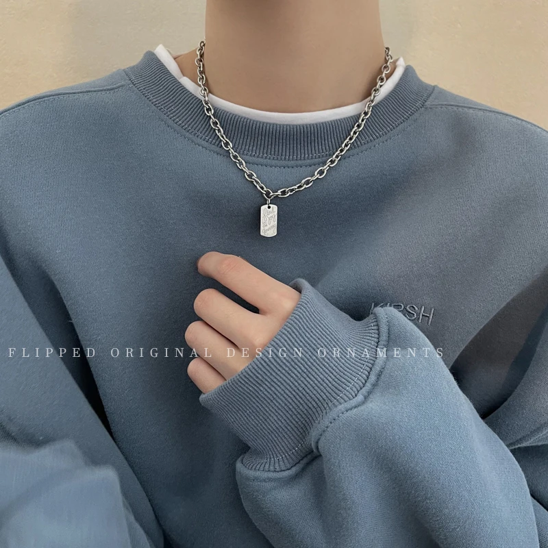 

Ожерелье женское Двухслойное из титановой стали, круглая цепь с надписью «не выцветает» в стиле хип-хоп, крутая уличная цепочка для двойног...