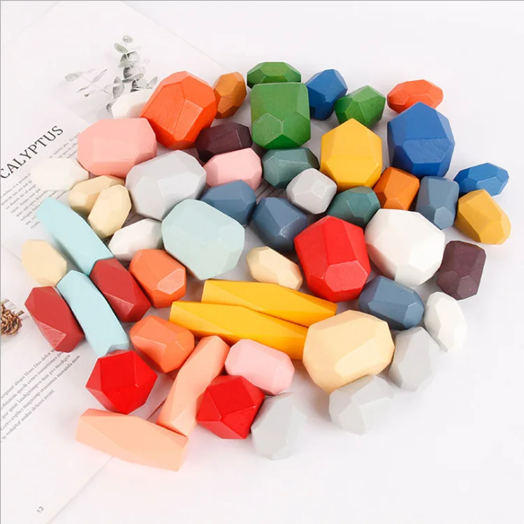 

11 шт., детский Деревянный конструктор «Радужный камень»