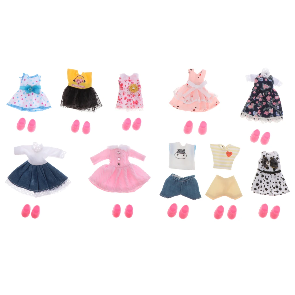 

10 Set Lovely Mini Princess Clothes Shoes Kit For 1/12 Girl Dolls Outfits Accs