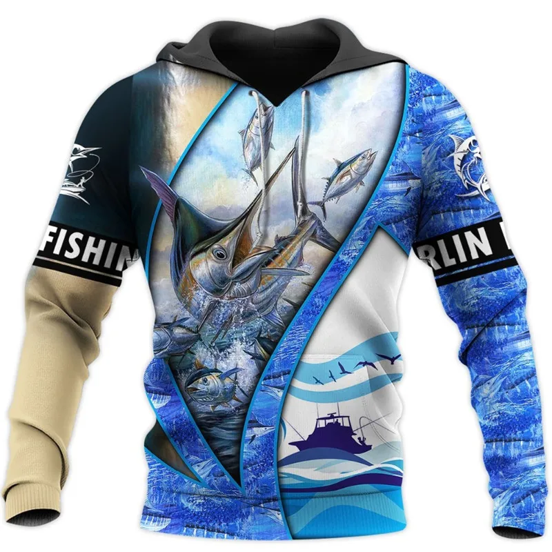

New marlin fishing 3D printed men's Hoodie fashion street Hoodie Unisex casual Pullover autumn jacket Sweatshirt